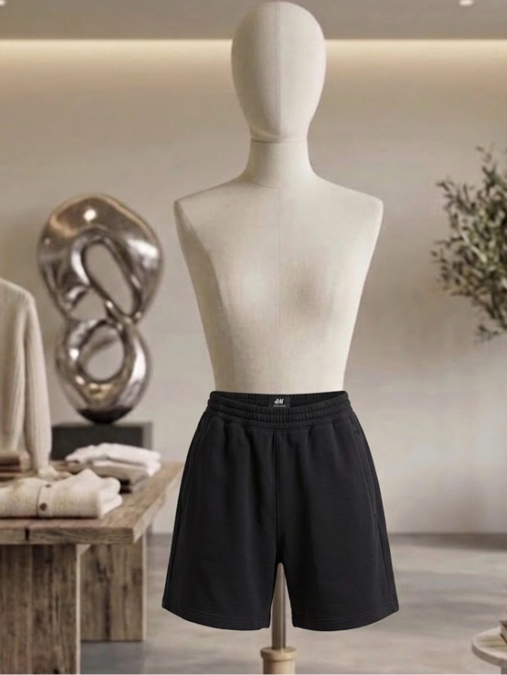 H&M black men’s  Elastic Waist Casual Shorts